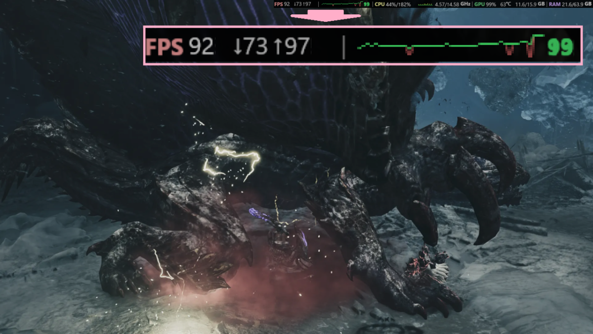 モンハンワイルズ リザルト画面 ゴアマガラ戦 92fps