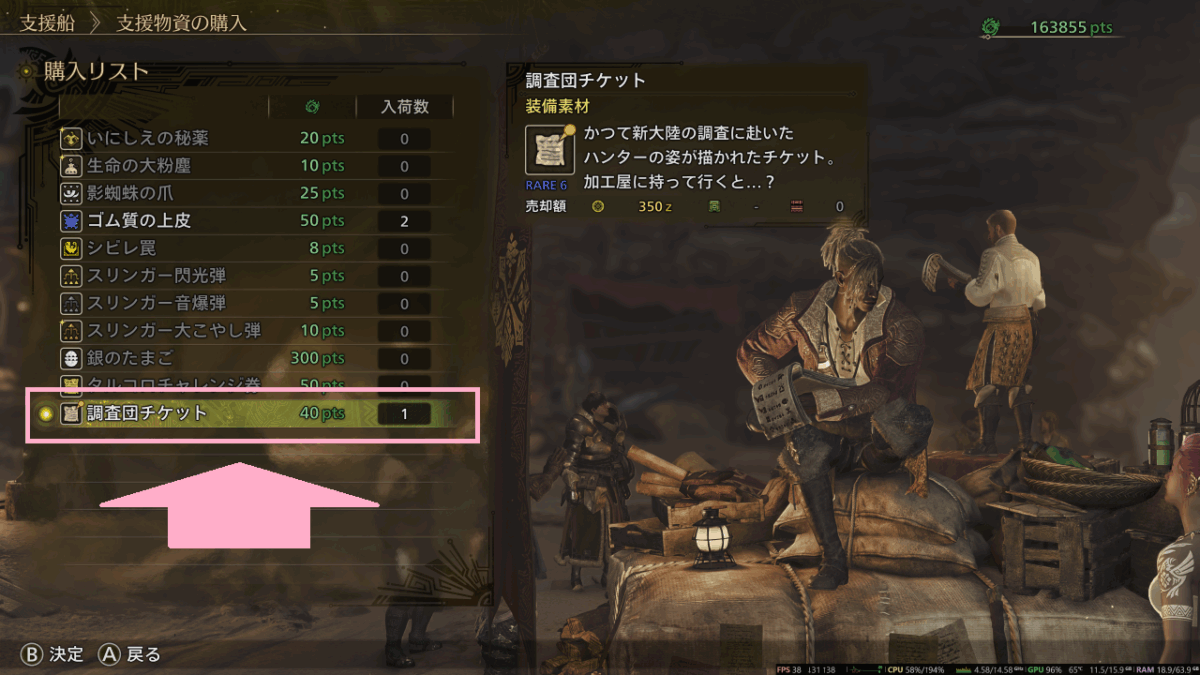 モンハンワイルズ 調査団チケット 支援船