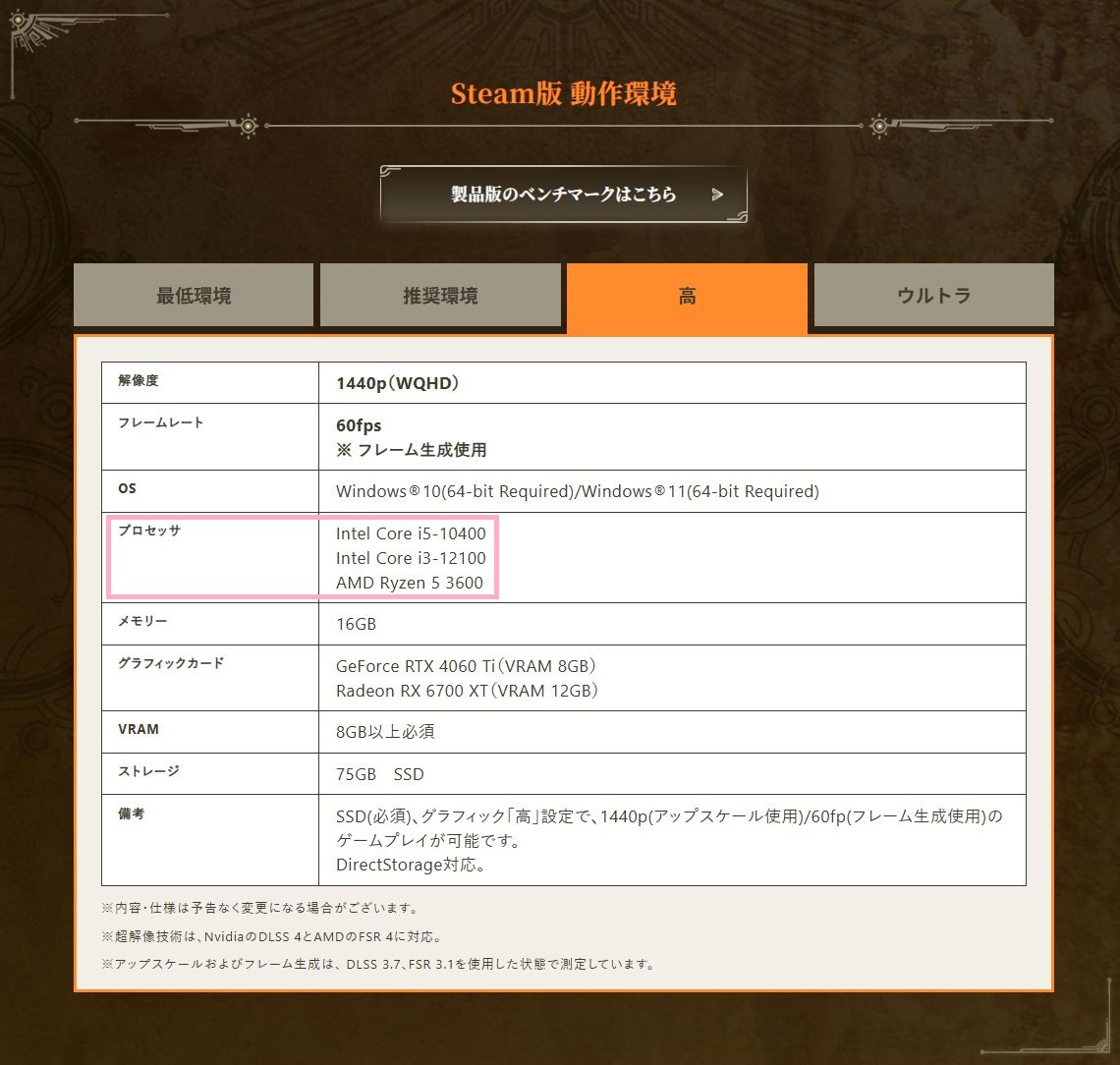 モンハンワイルズ 推奨環境 クオリティ 高